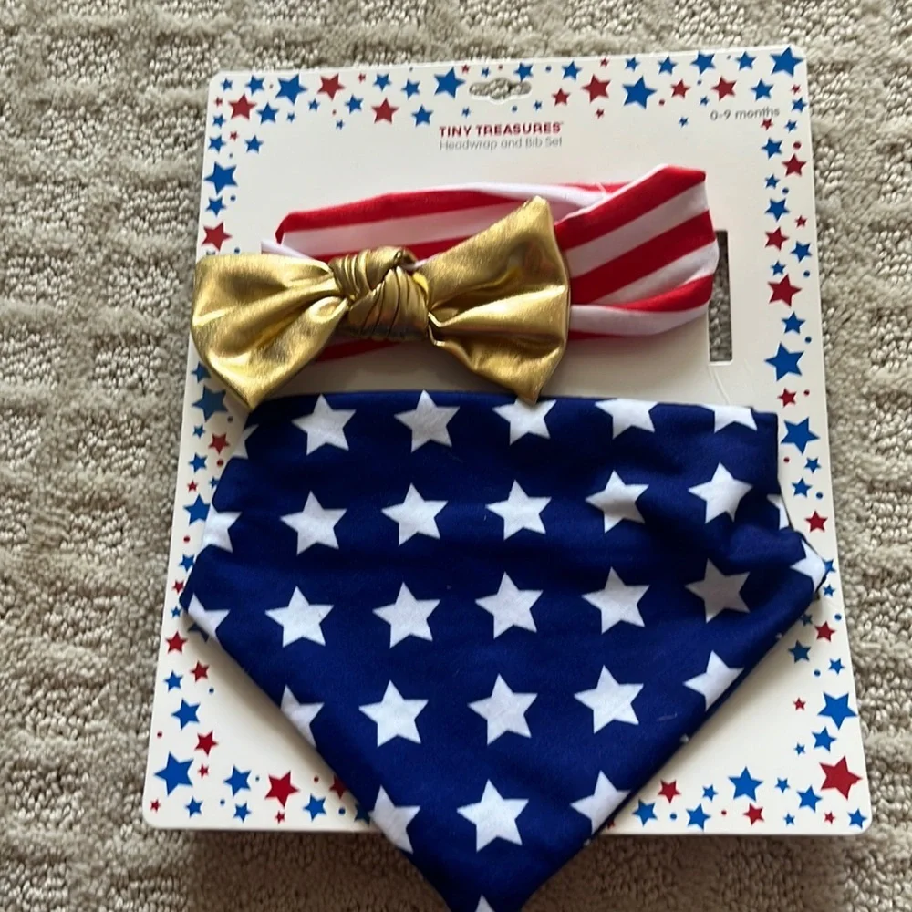 Amaerica flag bow and bib